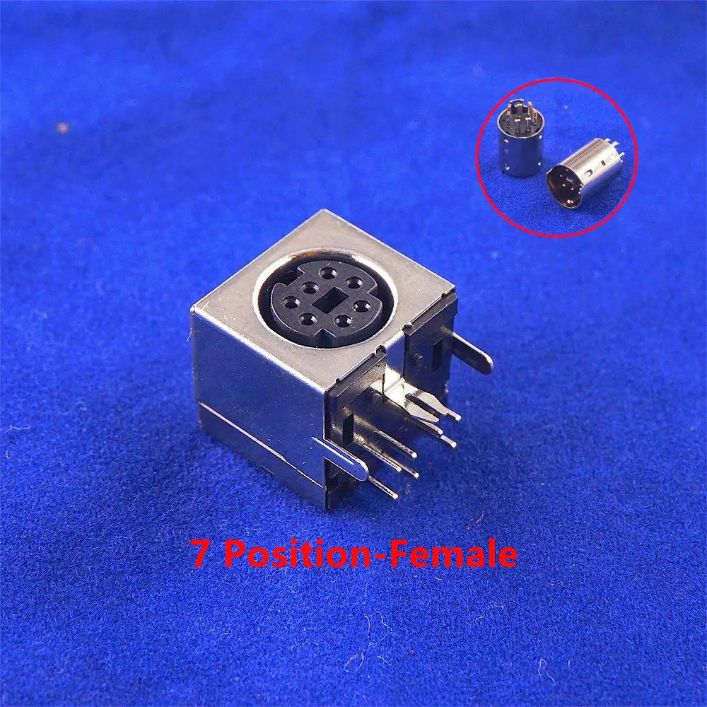 10 Pcs Connnector Mini Din 3 4 5 6 7 8 9 Pin Female Circular Receptacle Power Sockets MD-SM Shield Right Angle Through Holes PCB