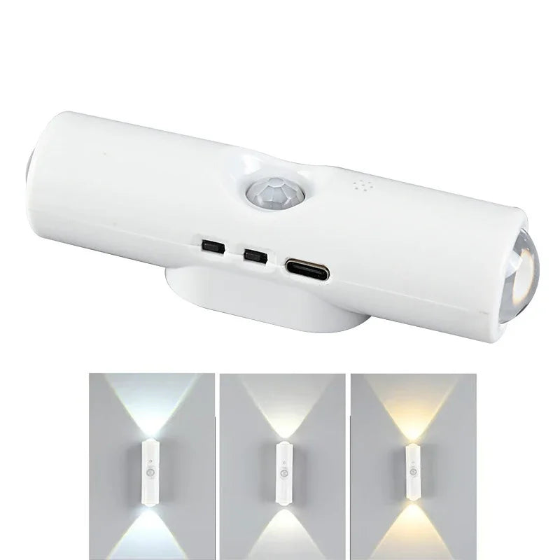 LED Night Light with Motion Sensor RGB Gradient Ambient Light Dimmable Magnetic Stair Lamp for Entryway Bedside Desk Wardrobe