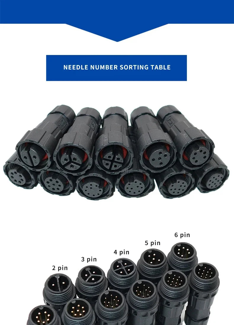 Waterproof M16 2 3 4 5Pin 6 7 8 9 Pin Cable Connector Outdoor IP68 Screw/Welding Male Female Wire Power Aviation Plug Connector