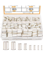 166/305 Pcs Wire Ferrules Kits Silver Plated Copper Crimp Terminal Connector 8 Sizes Sleeves Insulated Cord Pin End Terminal