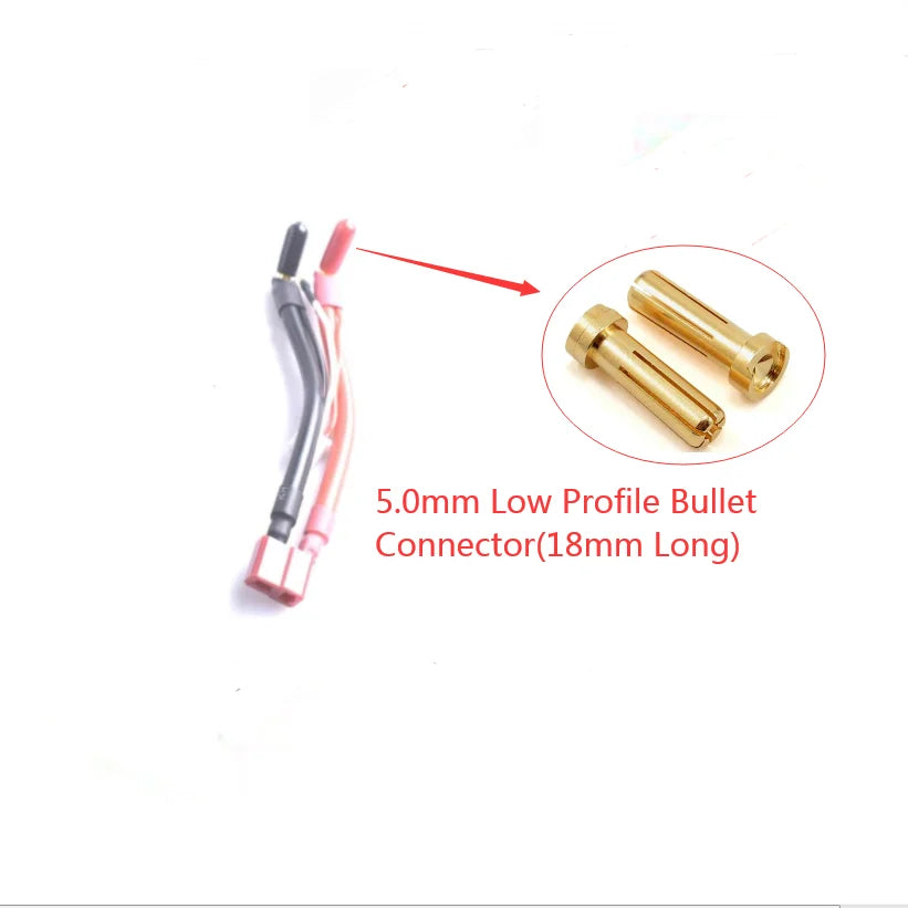 Hardcase Lipo Harness 2S JST XH Balance XT60 Tamiya Deans EC3 EC5HXT TrX Plug to 90 Degree 4.0/5.0mm Bullet Connector with Cover