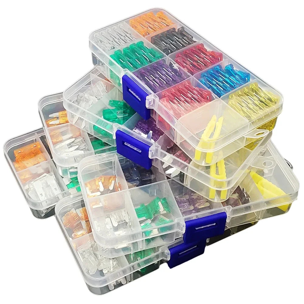 Car Fuses 5A to 40A Mini Small Medium Blade Fuse Assortment Kit 32V Automotive Electrical Replacement with Remover Clip