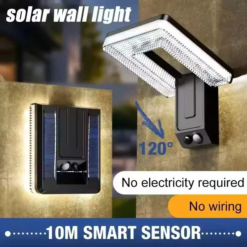 1~2Pack Solar Lights Outdoor Foldable 3 Modes LED Light Motion Sensor Waterproof Wall Lamps for Fence Yard Garden Garage