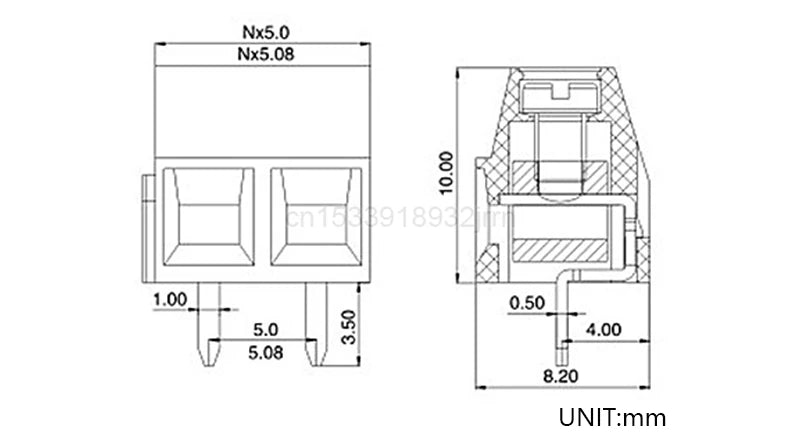 10Pcs KF301 Straight Pin 2P 3P 4P 5P 6P Screw PCB Terminal Blocks Pitch 5.0mm Connector Assortment Kit KF-301