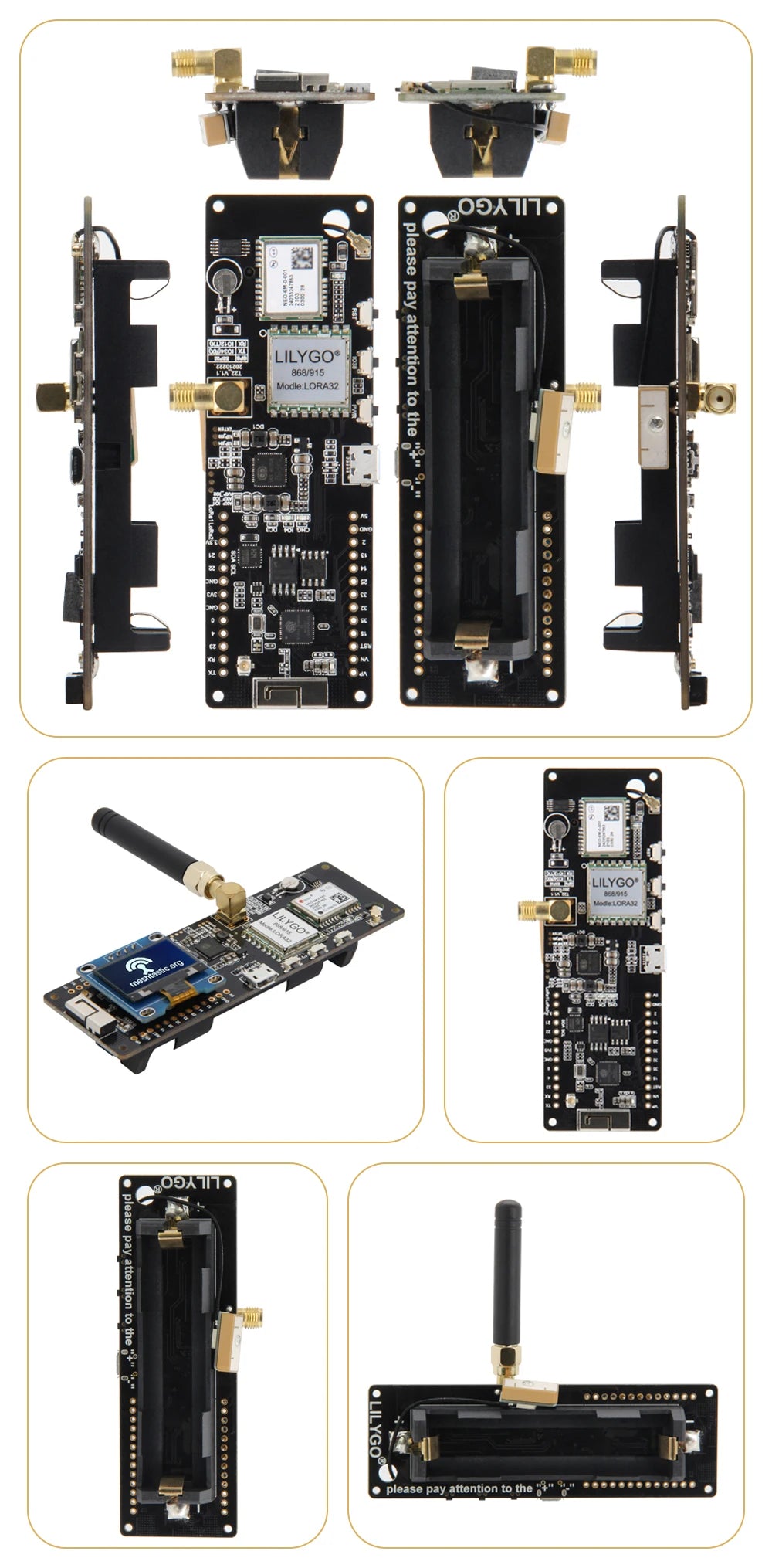 LILYGO® Meshtastic T-Beam ESP32 Module LoRa Development Board Support WiFi Bluetooth GPS Battery OLED LoRaWAN 433/868/915MHz