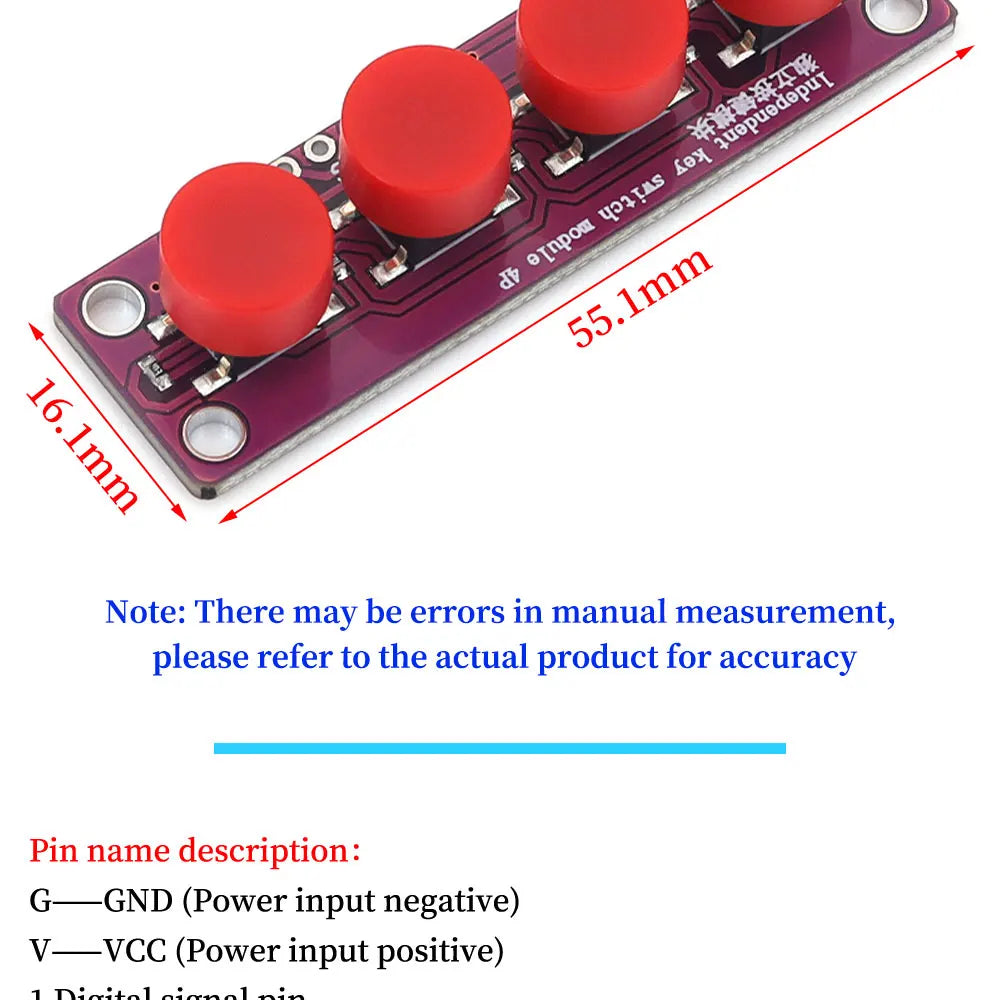 Touch four button switch module compatible with Arduino development board sensor Raspberry PI 51 MCU suite