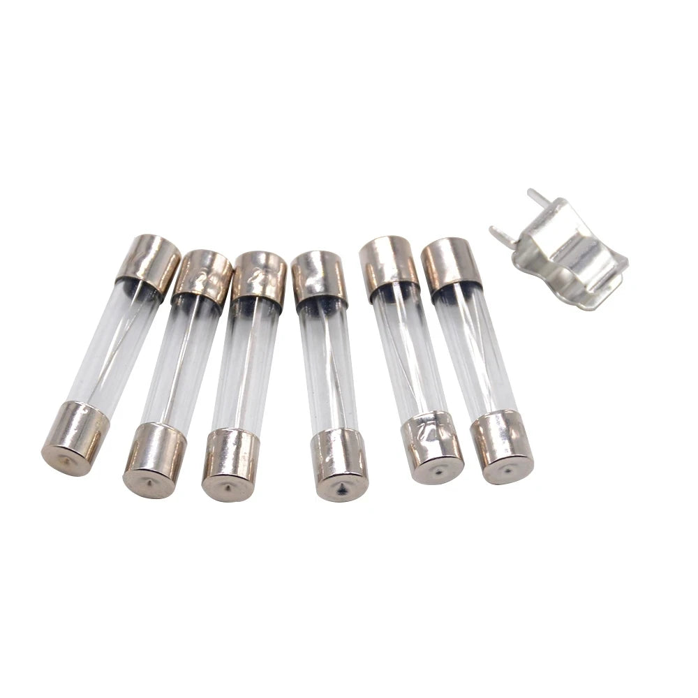 100/72pcs Car Fast-blow Glass Fuses Car Glass Tube Fuses 0.2-20A 0.5-30A Assorted Kit for Car Light Inflator Vacuum Cleaner