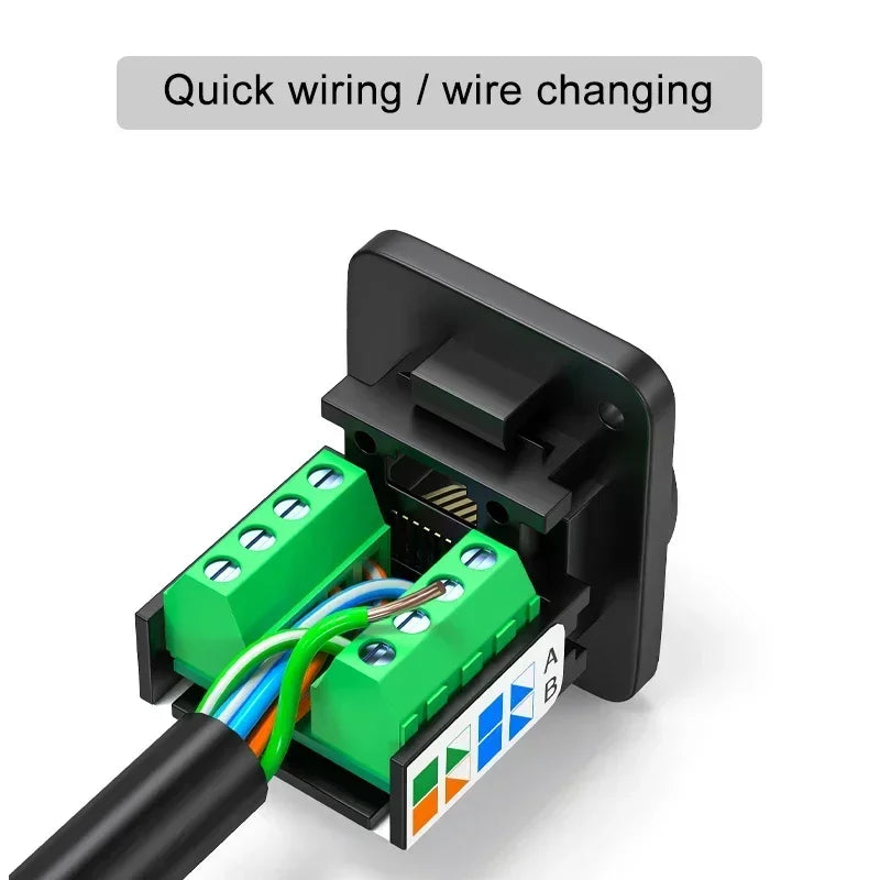 CAT5E RJ45 Network Panel Socket CAT5 RJ45 Solderless Network Wire Module Connector Metal Shielded Network Cable Extender