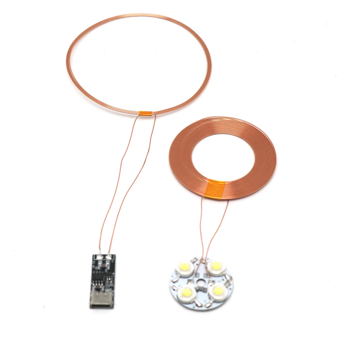 100mm Type-C USB Wireless Power Supply Module Transmitter Coil + Induction Receiver Lamp LED Light for Model Magnetic Levitation