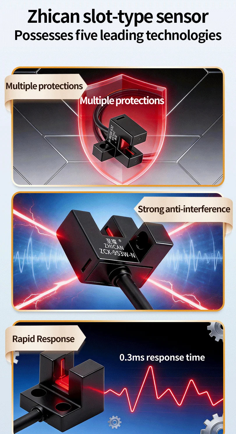 ZHICAN ZCX-950-P 951 952 953 954W-N U Shaped Photoelectric Sensor Fork Slot Detection Switch Limit Switch