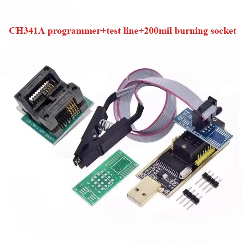 1PCS  CH341A CH341B 24 25 Series EEPROM Flash BIOS USB Programmer Module SOIC8 SOP8 Test Clip For EEPROM 93CXX / 25CXX / 24CXX