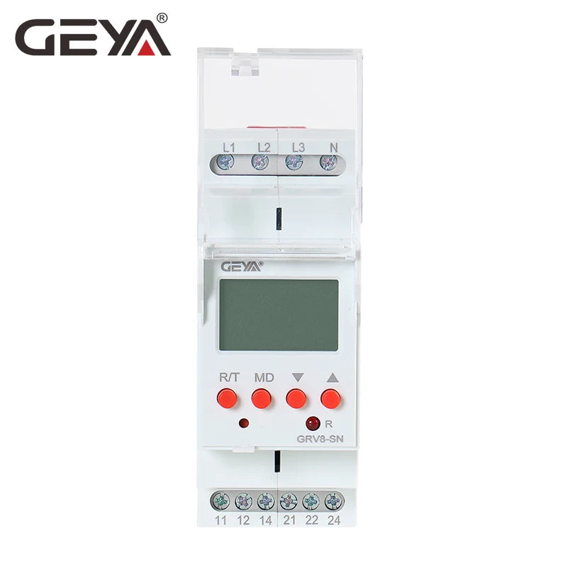 GEYA GRV8-S 3 Phase Digital Display Voltage Relay 8A 2SPDT Monitoring Phase Relay Auto Reset LCD Relay