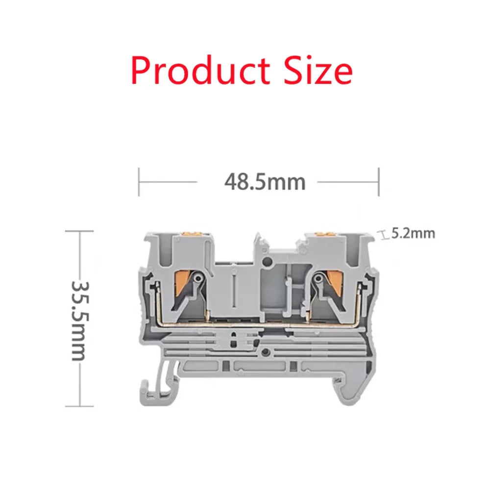 10Pcs PT2.5 Push-in Terminal 2.5mm² Cable Wire Electrical Connector DIN Rail Terminal Block Feed-Through Strip Plug PT-2.5