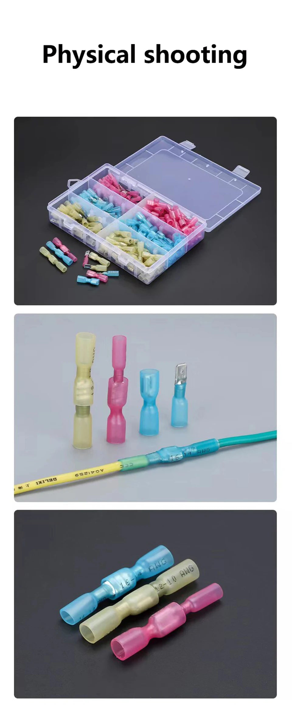 50Pcs Heat Shrink Insulated Spade Terminals Male Female Splice Cable Kit Fast Disconnect Butt Wire Connectors Waterproof