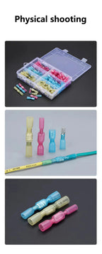 50Pcs Heat Shrink Insulated Spade Terminals Male Female Splice Cable Kit Fast Disconnect Butt Wire Connectors Waterproof