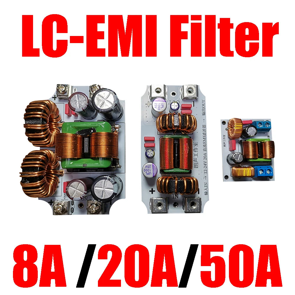 8A 20A 50A DC LC-EMI Filter EMC Car Audio Amplifier Power Supply Purification Noise Impurities Electromagnetic Interference Filt