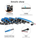 WS2812B RGBIC LED Strip Light 5V DC 5050 300LED SMD Digital LED Tape Ribbon Lamp Black PCB Waterproof Addressable RGB IC Stripe