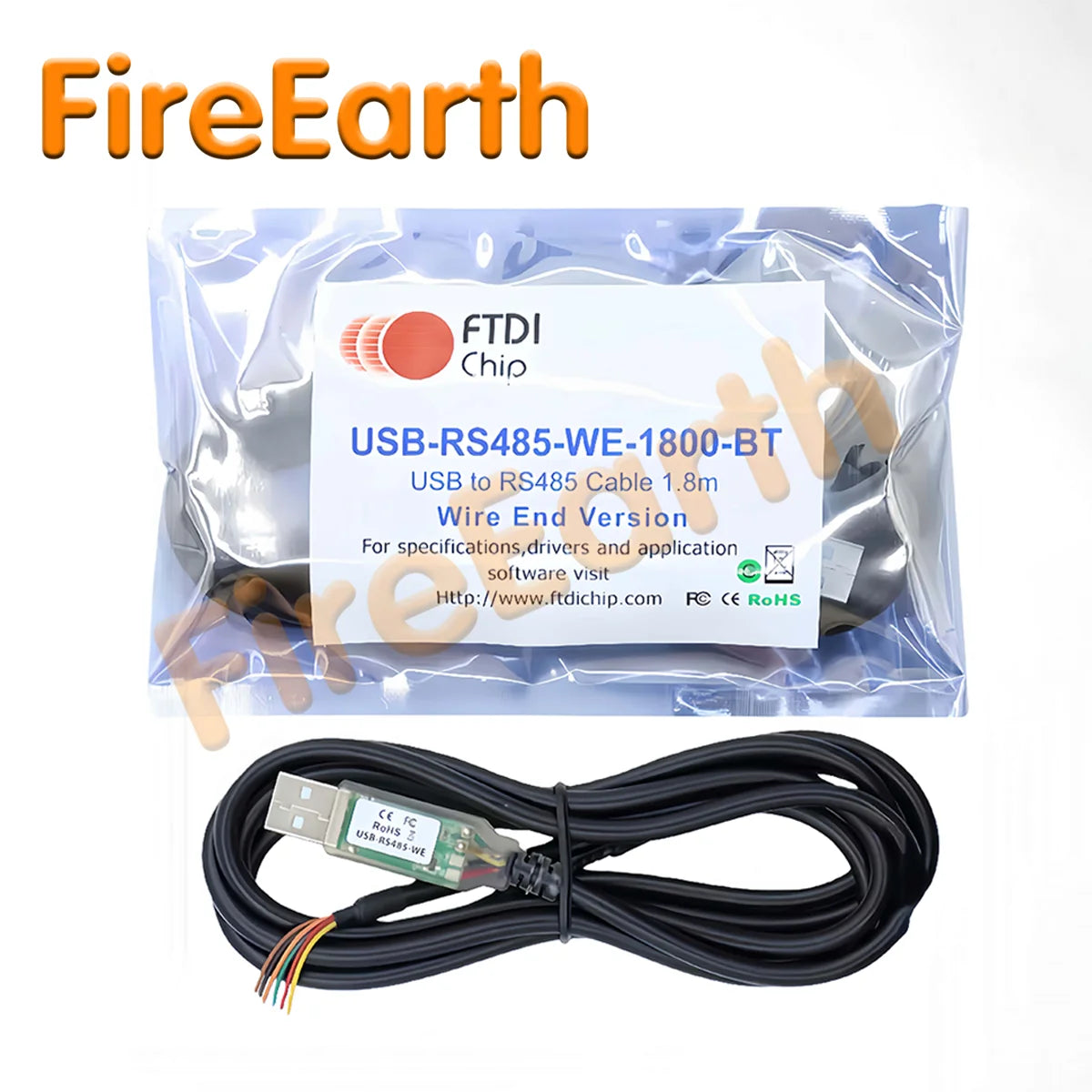 FTDI USB to RS485-WE Serial Cable, RS485-WE-1800-BT UART Serial Converter Cable,USB-RS485-WE Wire End,FT232 Chipset, 6 Way,1.8m