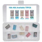 10/14/16/28Pcs MCASE Fuse 15A 20A 25A 30A 40A 50A 60A 32V Mini Slotted Automotive Shaped Cartridge Kit With Plastic Shell Box