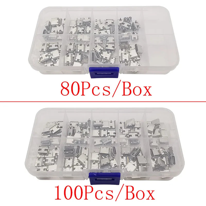 1Box USB Type C Female Charging Port 2/6/16 Pin Connector Type-C Socket SMD PCB Soldering DIY Repair USB-C Type C Jack Adapter