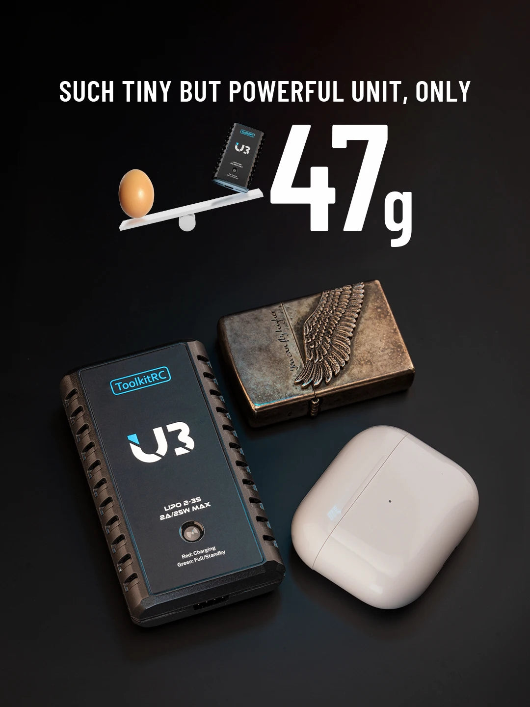 ToolkitRC U3 2-3S LiPo UN3 4-8S USB-C NiMh Battery Charger 2A 25W Balance Port Direct Charge for RC Model FPV Drone Car Airplane