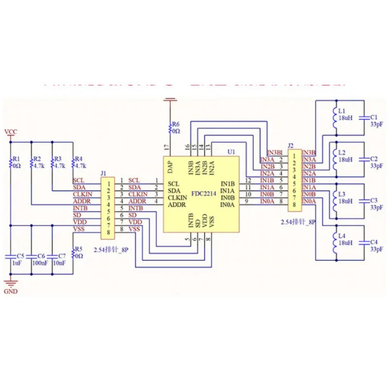 1Pcs Capacitive Sensor FDC2214 Module QFN Chip Adapter Board Electronic Competition Near-Liquid Level Non-Contact Sensing