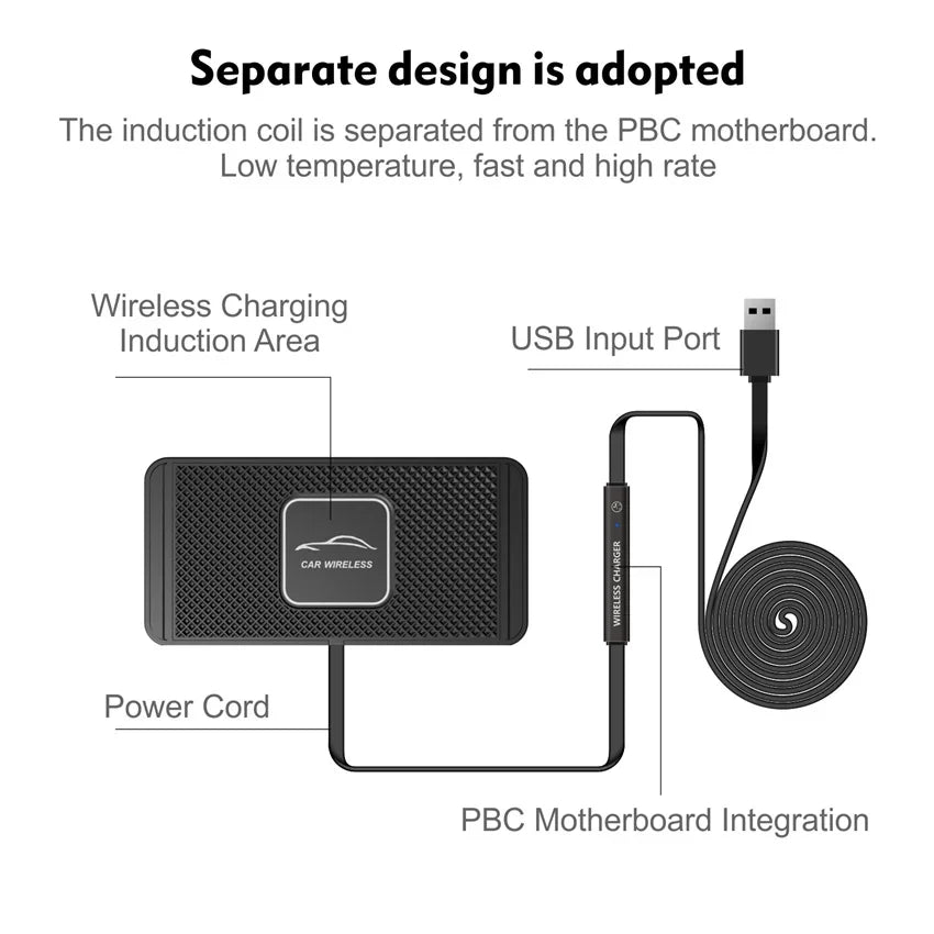 Wireless Charger Car Silicone Pad Stand For iPhone 17 16 14 13 12 Xiaomi Samsung Huawei Mobile Phone Fast Car Wireless Charging