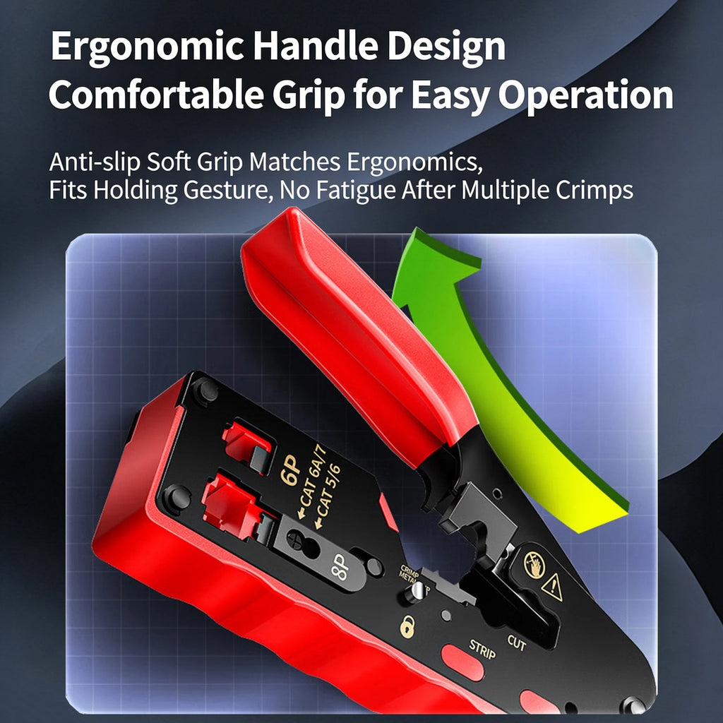 Kebidumei RJ45 Crimp Tool Kit CAT7 Cat6 Cat5 Cat5e 8P6P Crimping Tool Connector Wire Stripping All-in-1 Cable Crimper with Blade