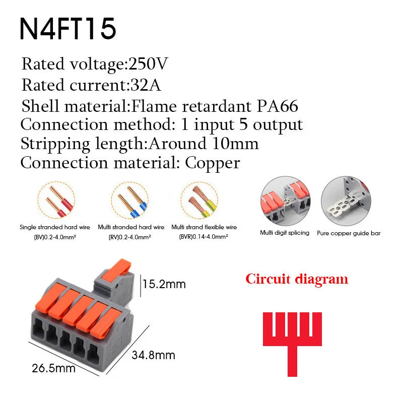 1/5PCS Wire Connector Electrical Cable Led Connectors Mini Terminals Blocks Quick Wiring Push-in Docking Butt Electrician Tools