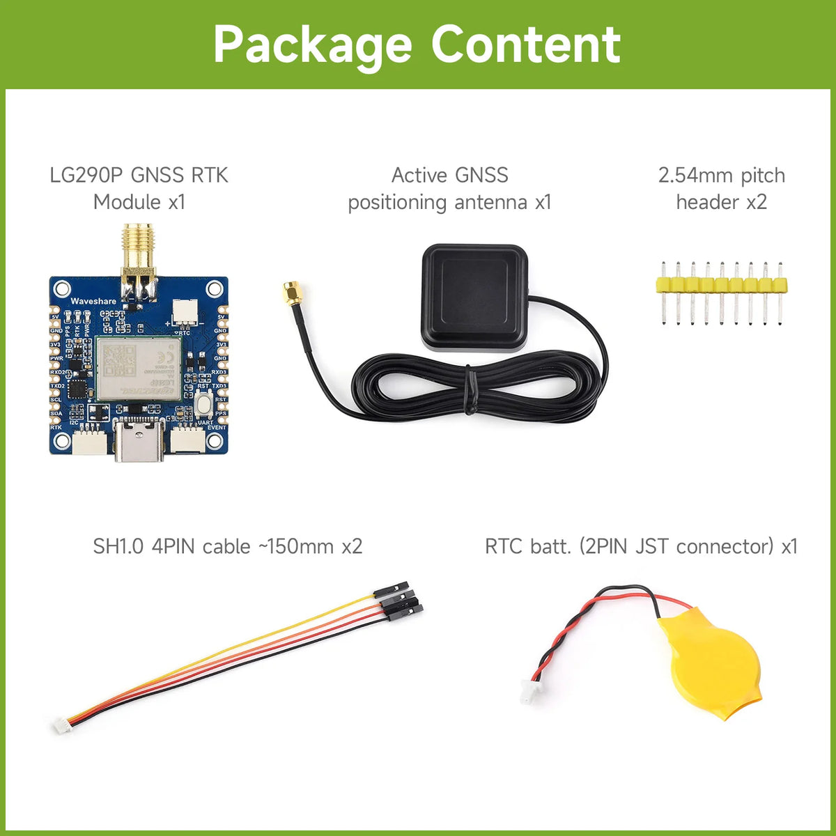 Waveshare LG290P Series Quad-band GNSS Module, Quad-band RTK Centimeter-Level Positioning, L1+L2+L5+E6 Quad-band Positioning