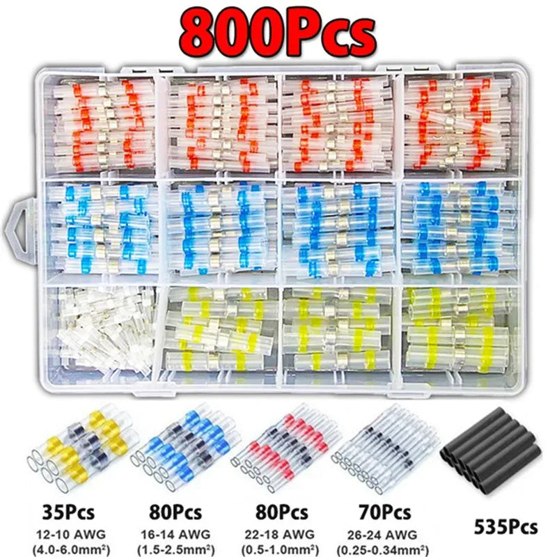 Heat Shrink Butt Connectors Waterproof Solder Seal Insulated Ring Wire Terminal Electrical Cable Splice Auto Marine Wiring Repai