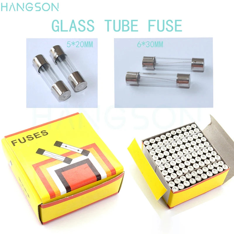 5*20 6*30 Glass Fuse 250V 0.1A 0.2A 0.5A 1A 2A 3A 3.15A 4A 5A 6A 7A 8A 10A 12A 15A 20A 30A Quick Blow Tube Fuses 5x20mm 6x30mm