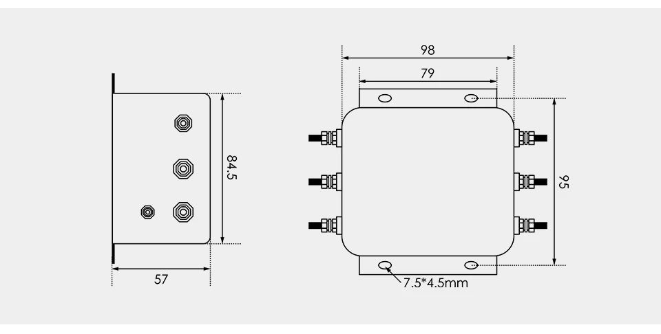 EMI Filter 3 Phase 10A 20A 30A 40A 50A 60A Switch Power Supply Filter 110V 250V 380V 440V Switching Power Supply Wave Filter
