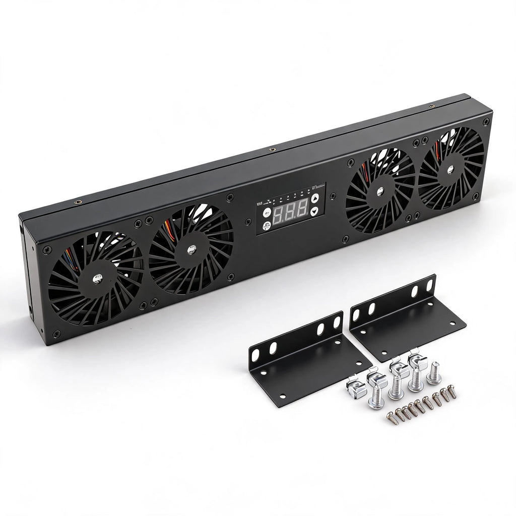 US 19" Rack Cabinet Cooling Fan Module1U/2U Horizontal/Vertical Mount Temperature Control Server Chassis Fan Black/Silver