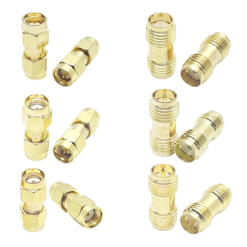 Gold Plated Brass Straight SMA Male to Male Adapter RP-SMA Female to Female RF Coax Connector for WiFi Antenna FPV