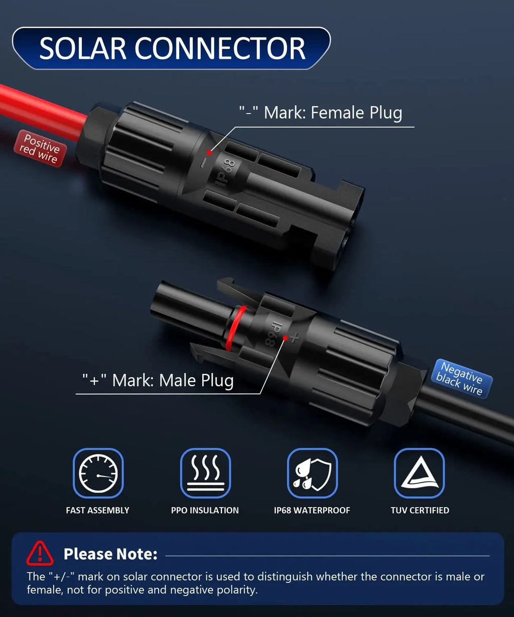 39/70 inch 4-in-1 Solar Panel Connector Extension Cable Splitter Compatible with Anderson Connector DC  Adapter Power Plug XT60