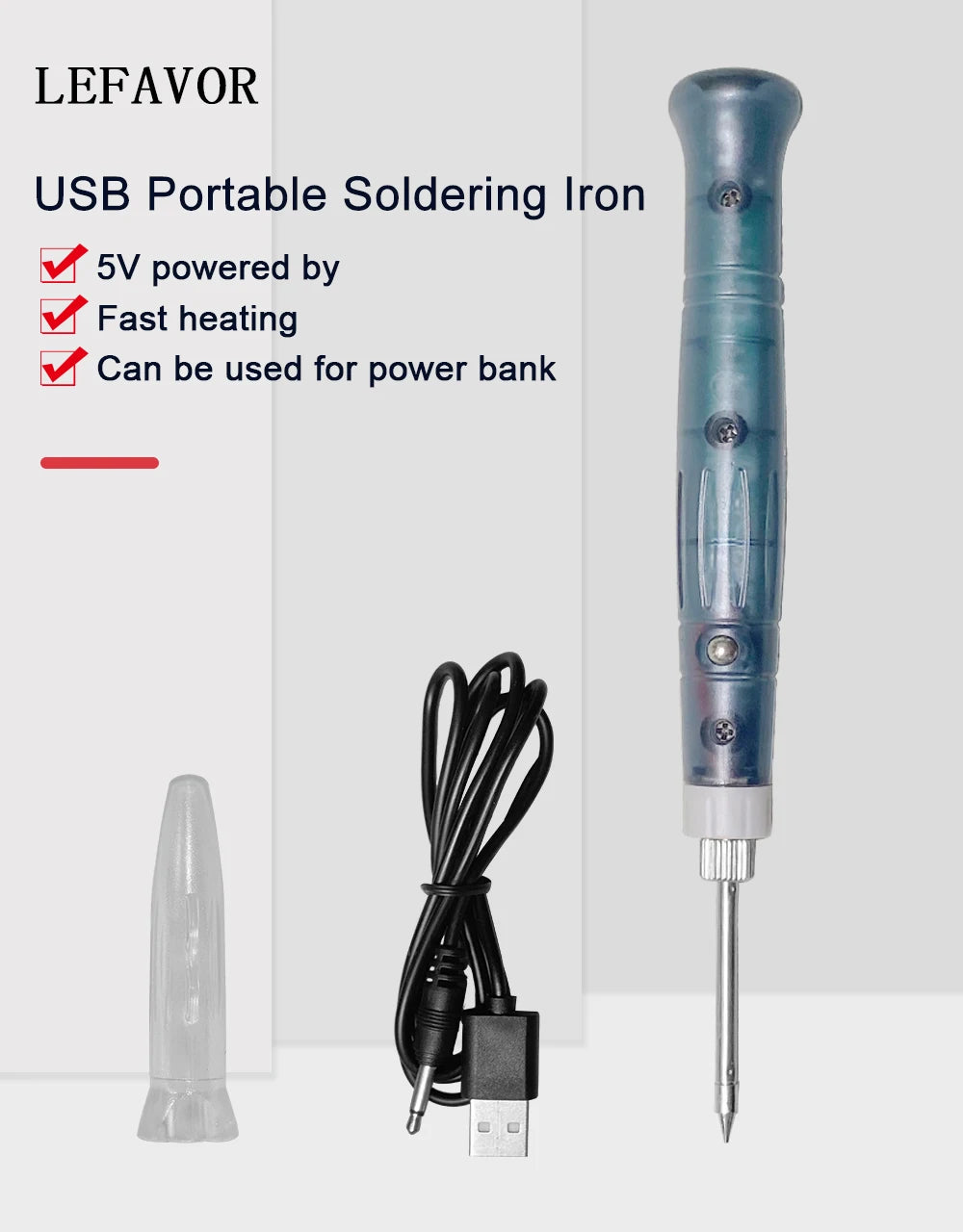 Portable USB Soldering Iron Professional Electric Heating Tools Rework Indicator Light Handle Welding Gun outdoor Repair Tool