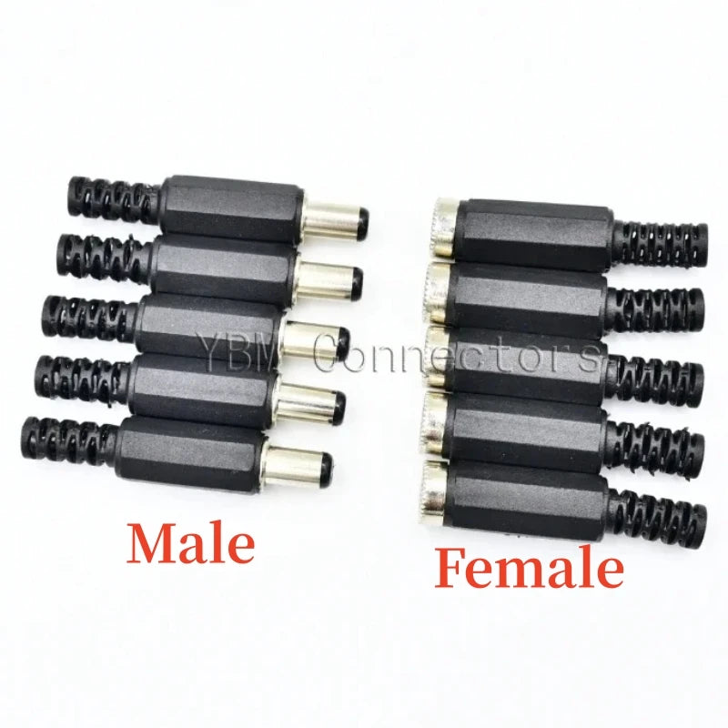 10pcs High quality DC Connector 2.5/2.1*5.5mm Power Jack DC Power Conector 5.5x2.1/5.5x2.5mm Male&Female