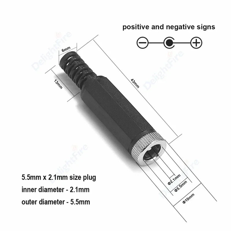 1/3/5/10Pcs DC Power Supply Jack Socket Female Panel Mount Connector 5.5mm 2.1mm Plug Adapter 2 Terminal Types 5.5x2.5mm