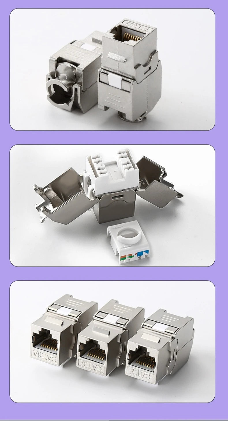 5/10pcs Xicom Zinc Alloy CAT6A/CAT7 FTP Shielded RJ45 Keystone Jack Tool-Free 10GBase-T Network Module for Data Center/Office