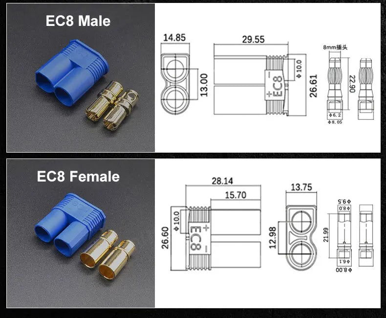 Cltgxdd 2/5/10pcs EC2 EC3 EC5 EC8 Banana Plug Battery Motor Male And Female Socket Aviation Model High Current Plug Connector