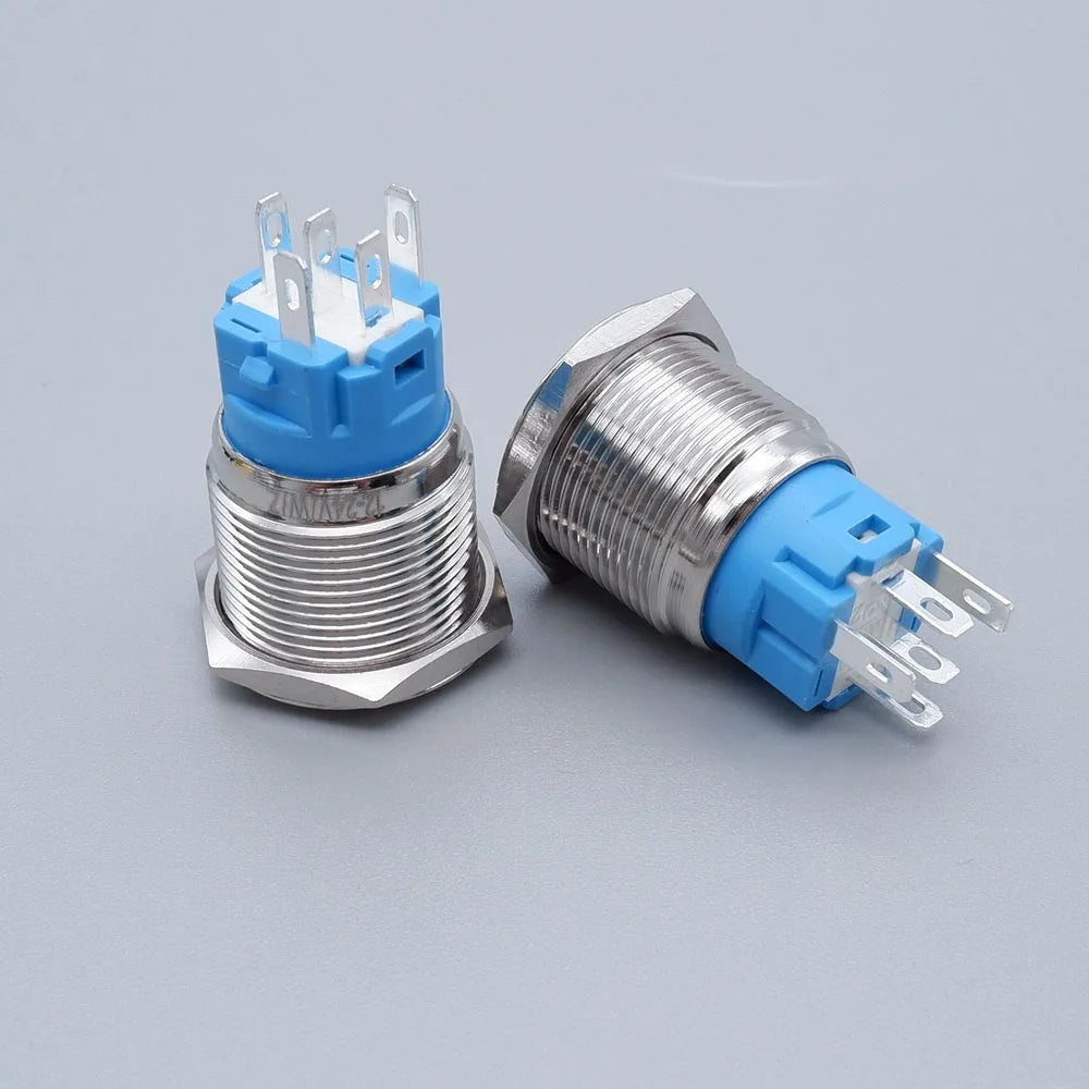40pcs 16mm 19mm Metal Button Switch PC Power LED Light Waterproof Car Start On Off Momentary Latching 3V 5V 6V 12V 24V 220V Red