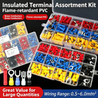 Automotive Insulated Crimp Terminals Kit, Male Female Spade Ring Fork Butt Lugs, Assorted Electrical Wire Connector Set for Car