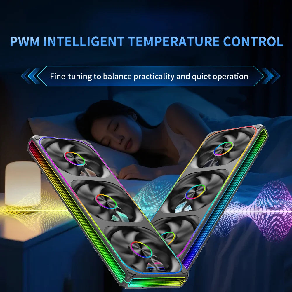 V360/120 ARGB Computer Case Cooling Fan, Infinity Mirror Series/CD pattern/Hydraulic bearings Integrated cooling fan