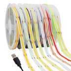 DC 5V USB COB Strip Width 8MM Flexible LED Strip Cabinet Light Lamp Home Decor TV Backlight Pink/Red/White/Ice Blue/Yellow/Green