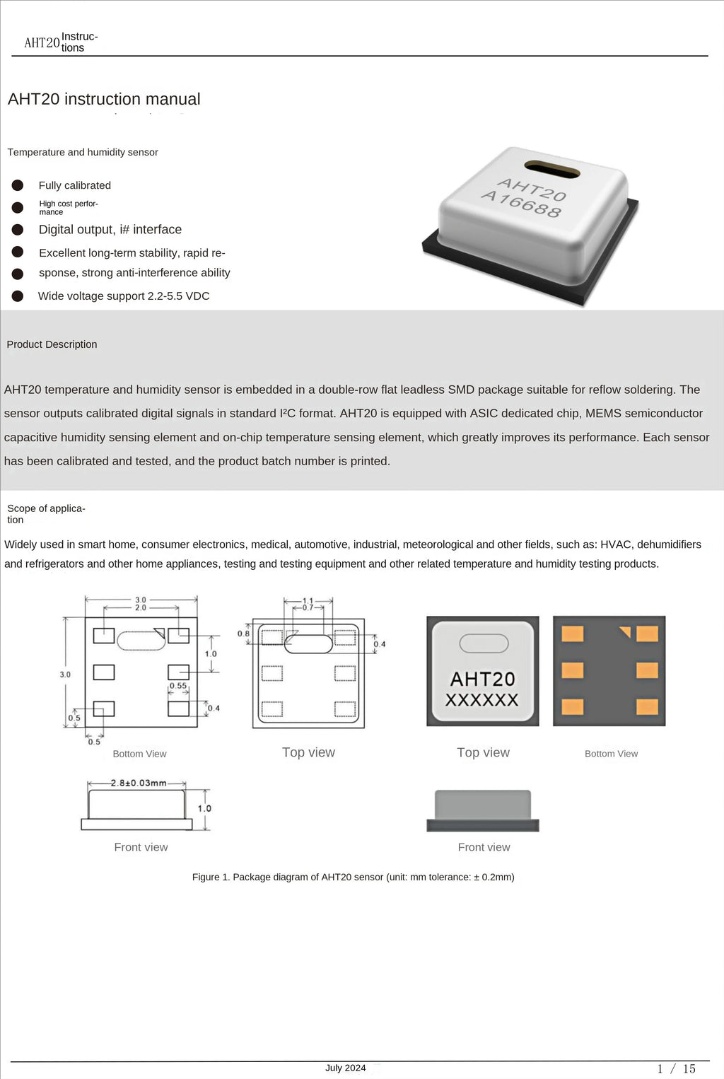 AHT10 High Precision Digital Temperature and Humidity Sensor Measurement Module I2C Communication Replace DHT11 SHT20 AM2302