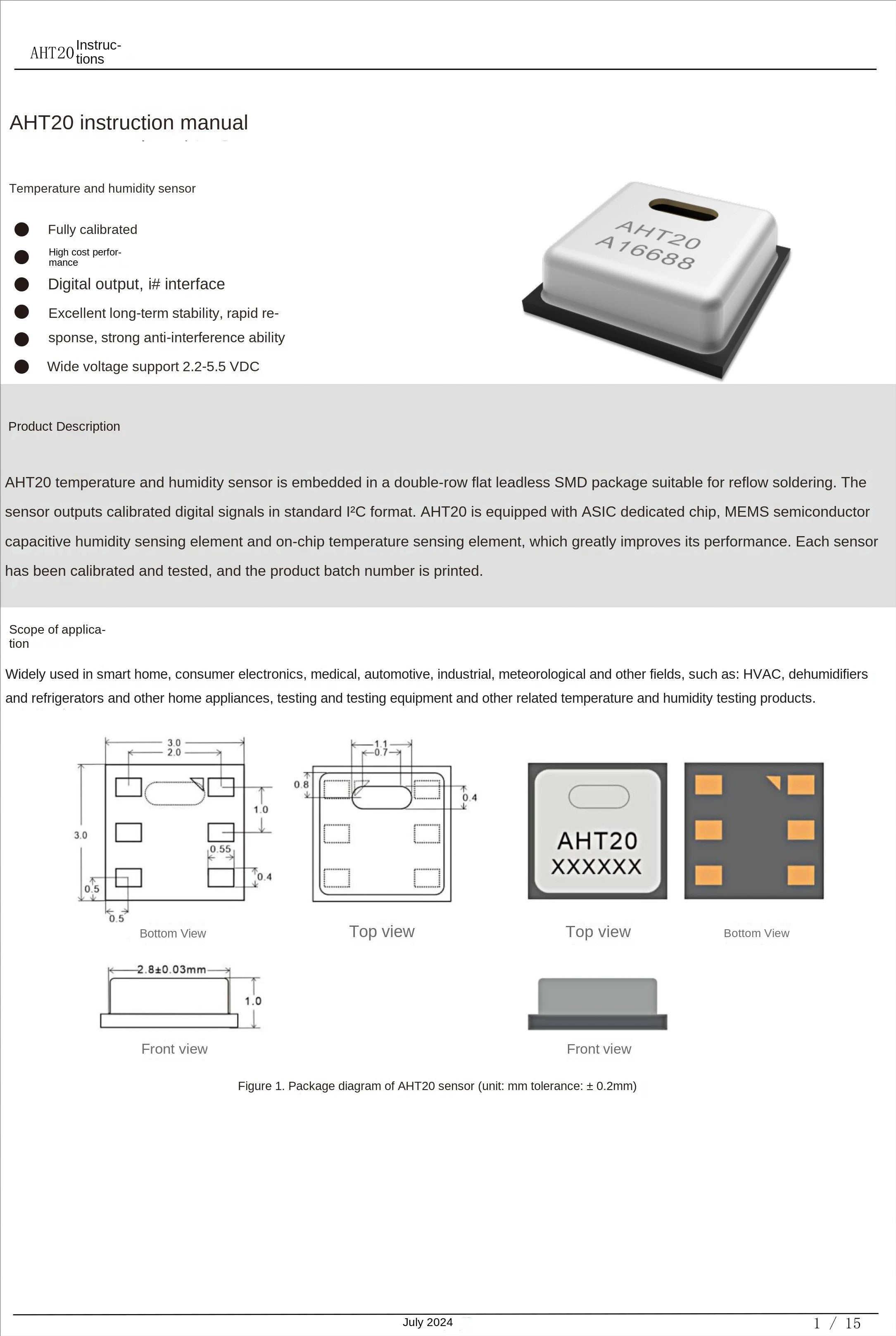 AHT10 High Precision Digital Temperature and Humidity Sensor Measurement Module I2C Communication Replace DHT11 SHT20 AM2302