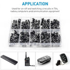 100Pcs 6x6mm Tactile Push Button Switch Assortment Kit, 9 Stem Heights 4Pin Vertical Momentary Micro Switches for Circuit Repair
