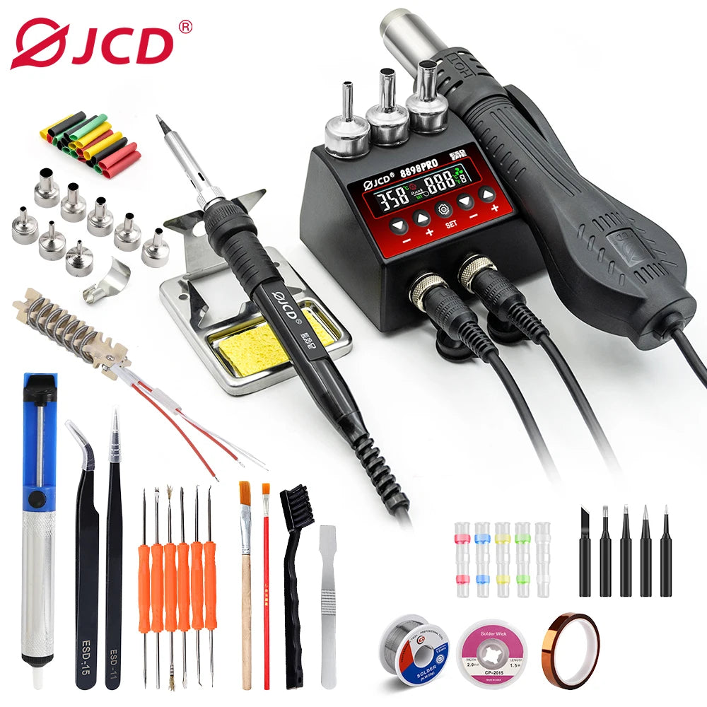 JCD 8898Pro Soldering Station 2 in 1 Hot Air Gun Solder Iron LCD Digital Display For Cell-Phone SMD BGA IC Repair Solder Tools