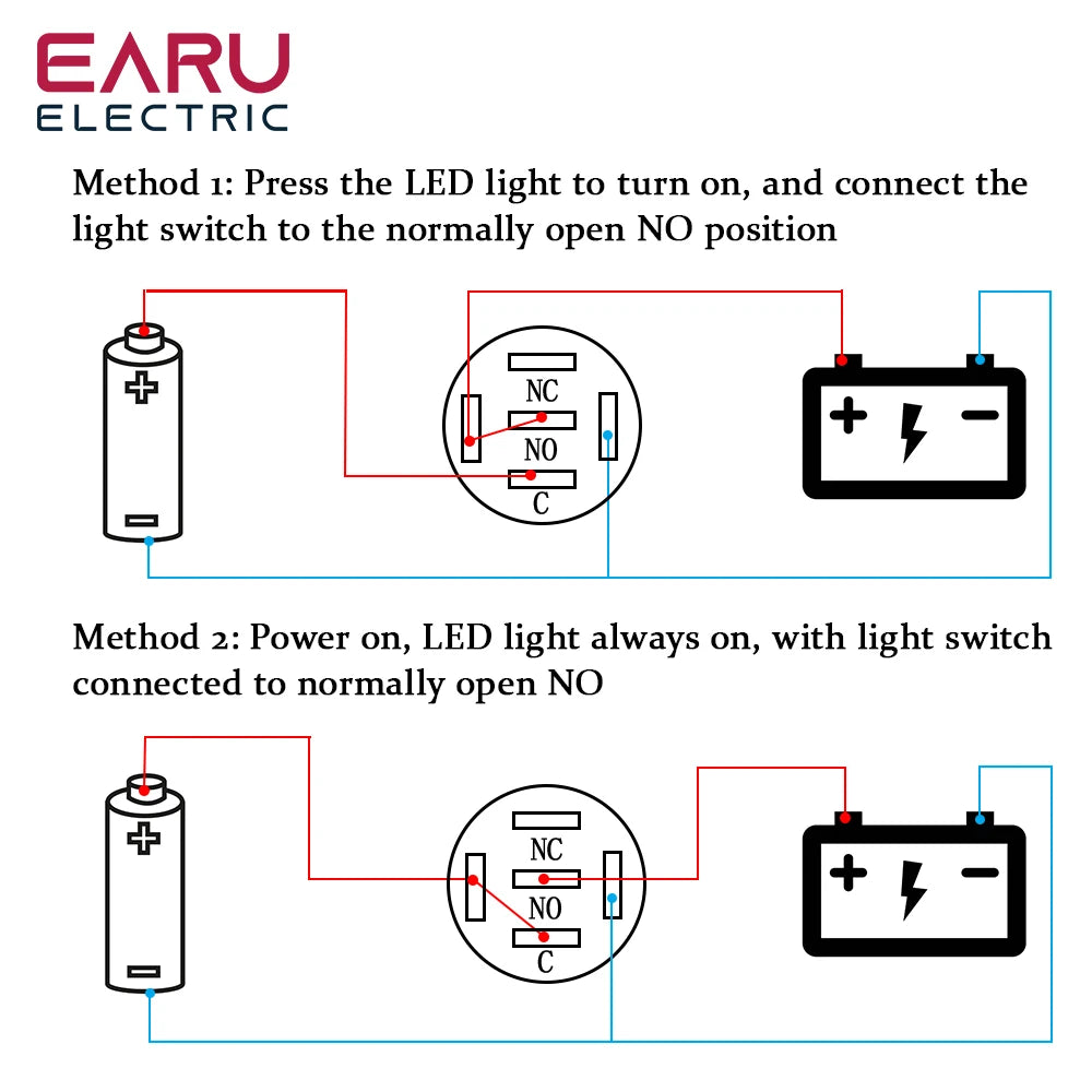 16mm Metal Push Button Switch Ring Lamp Power Symbol Buttons Waterproof Flat Head Momentary Latching LED Light Self-lock 1NO1NC